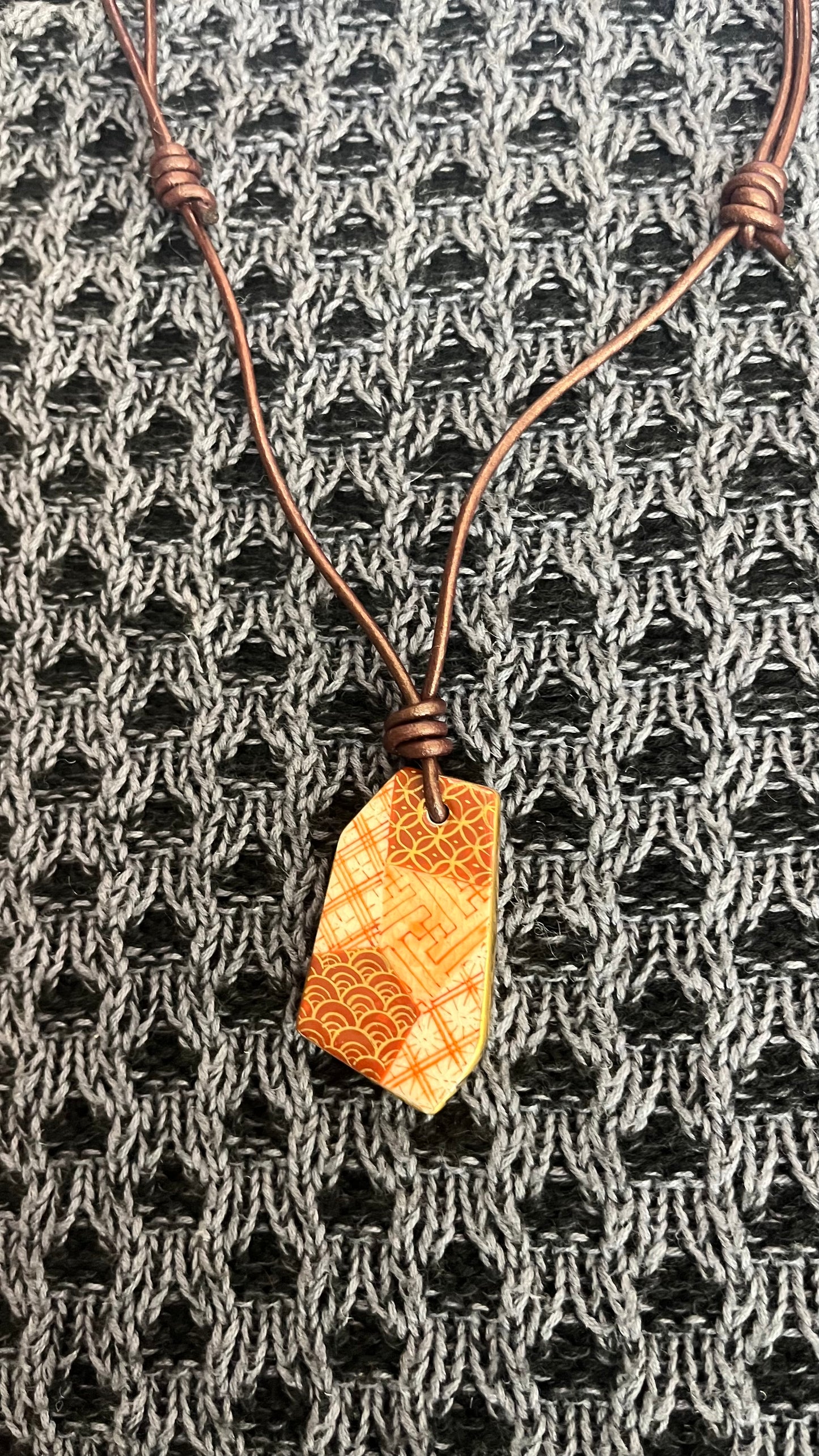 Hand-painted Reversible Japanese Ceramic Necklace: Yuyake