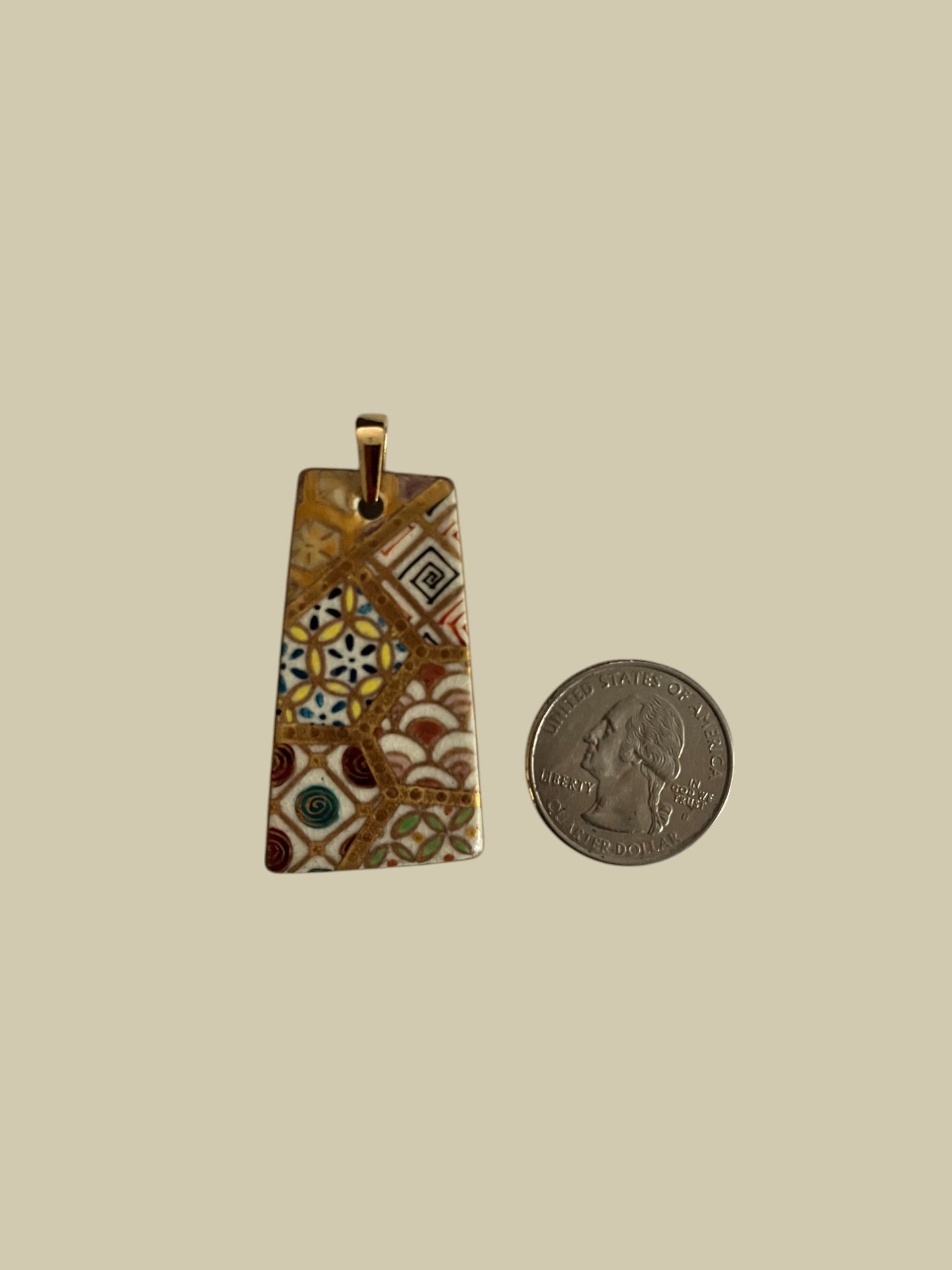 Hand-painted Reversible Japanese Ceramic Pendant: Mirai