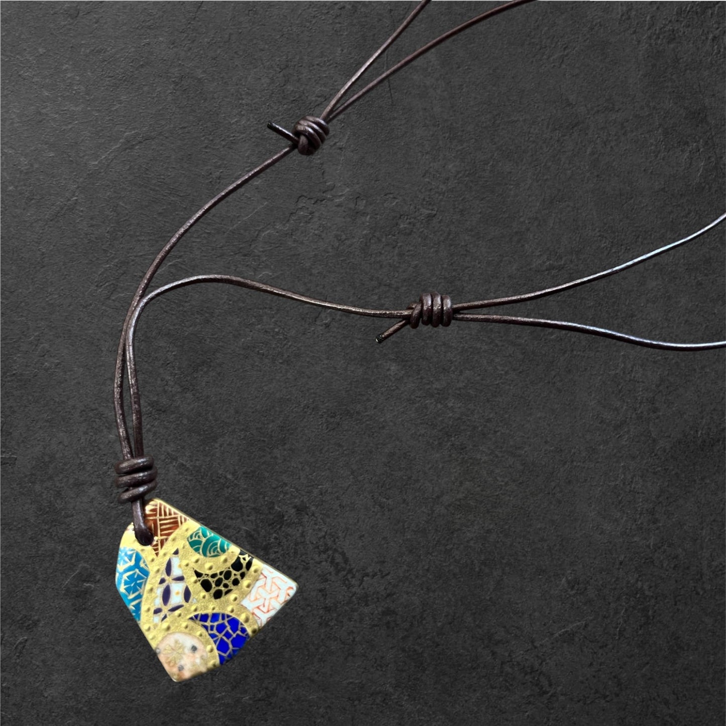 Hand-painted Reversible Japanese Ceramic Necklace: Irodori