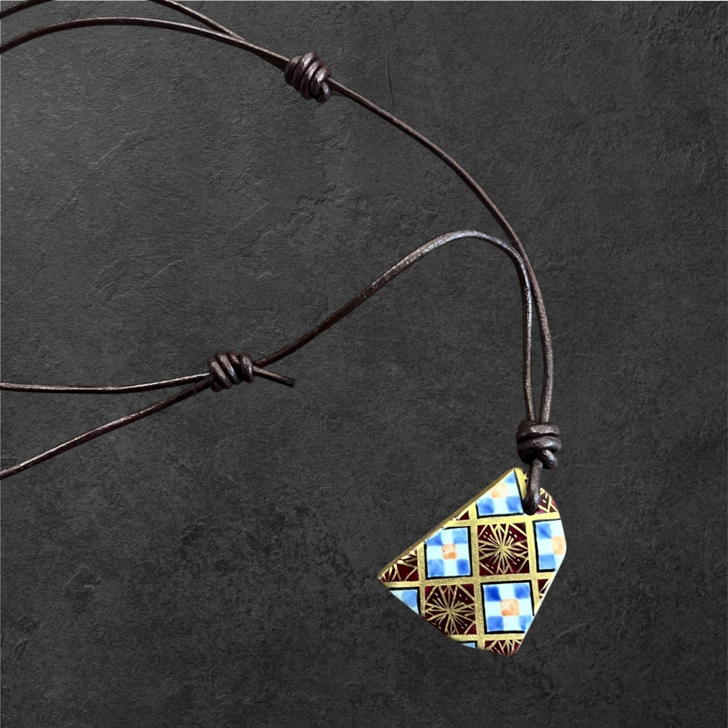 Hand-painted Reversible Japanese Ceramic Necklace: Irodori