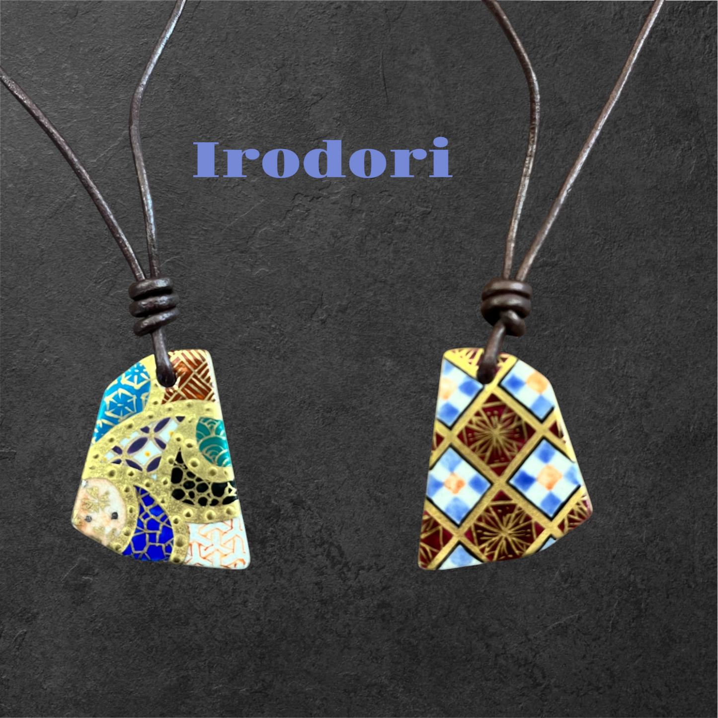 Hand-painted Reversible Japanese Ceramic Necklace: Irodori