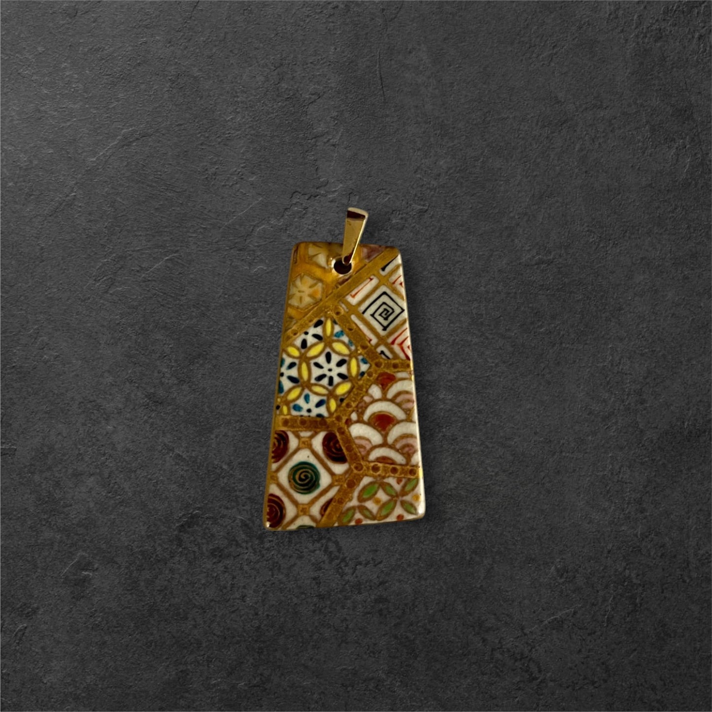 Hand-painted Reversible Japanese Ceramic Pendant: Mirai