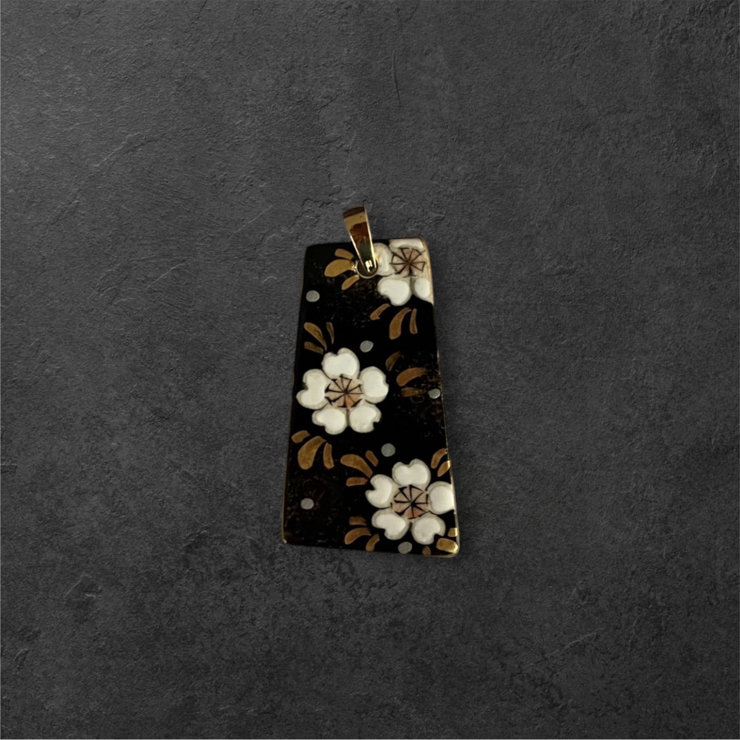 Hand-painted Reversible Japanese Ceramic Pendant: Mirai