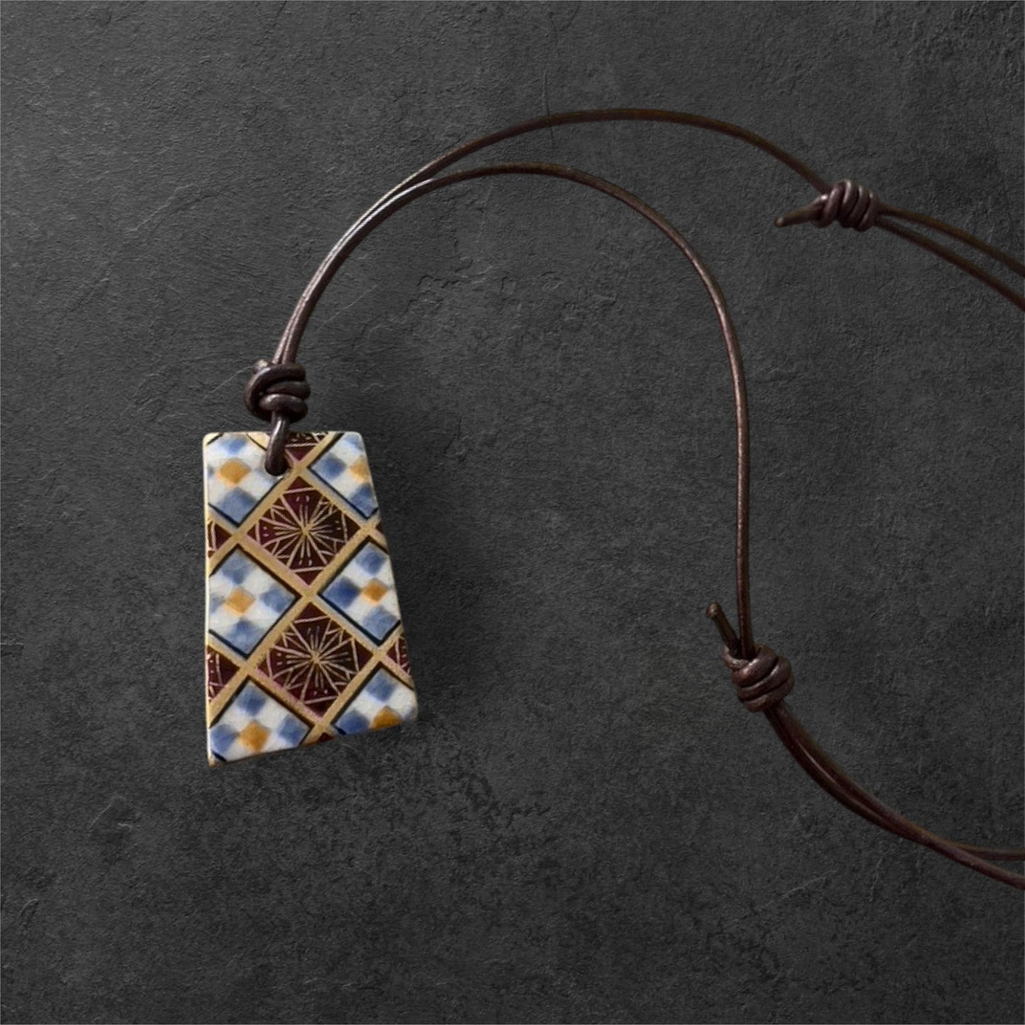 Hand-painted Reversible Japanese Ceramic Necklace: Hana