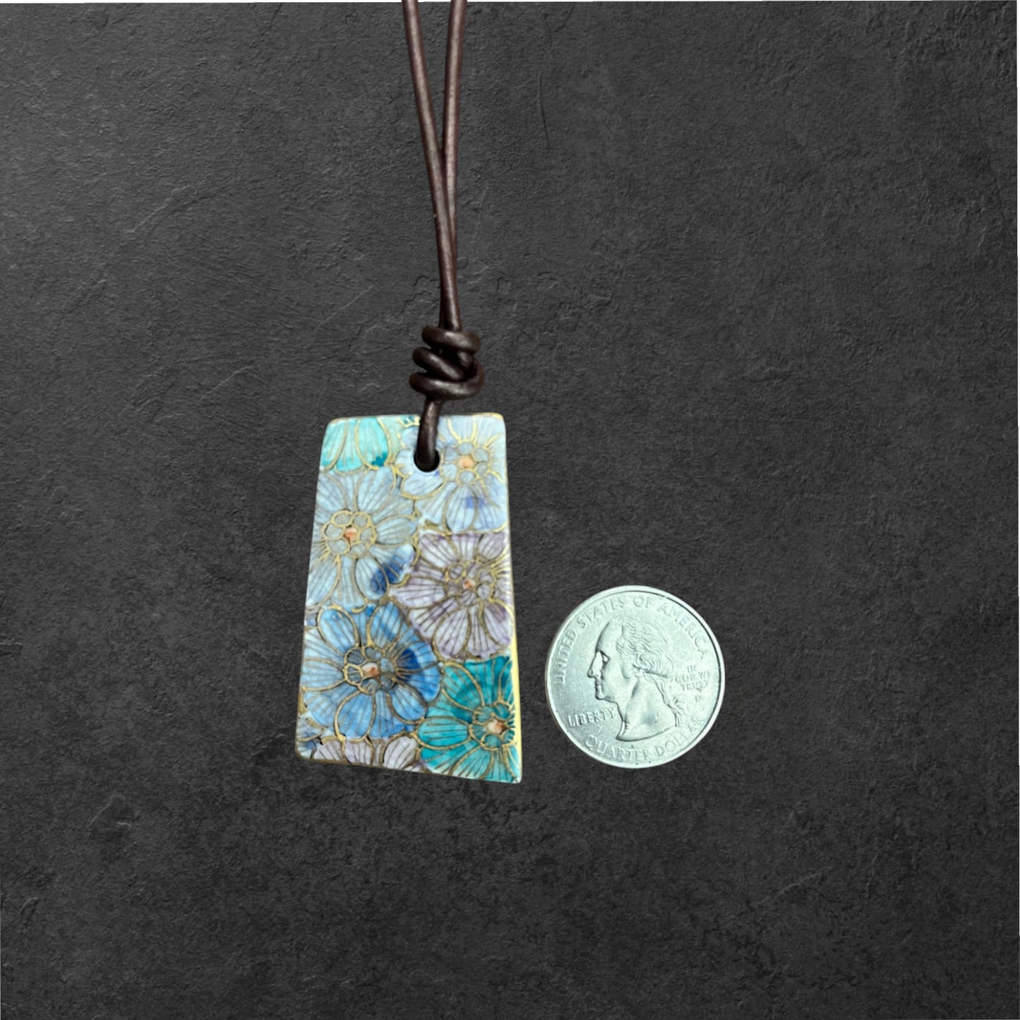 Hand-painted Reversible Japanese Ceramic Necklace: Hana