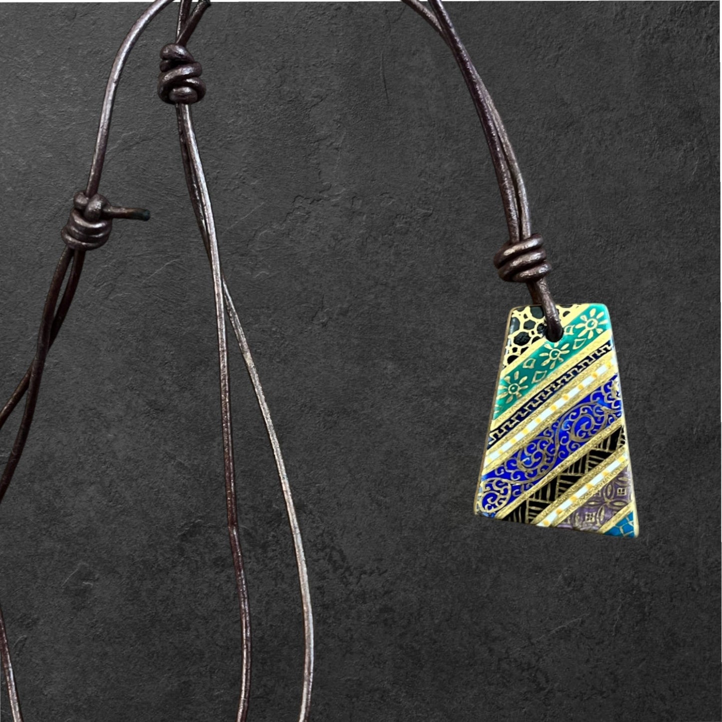 Hand-painted Reversible Japanese Ceramic Necklace: Tsutsuji