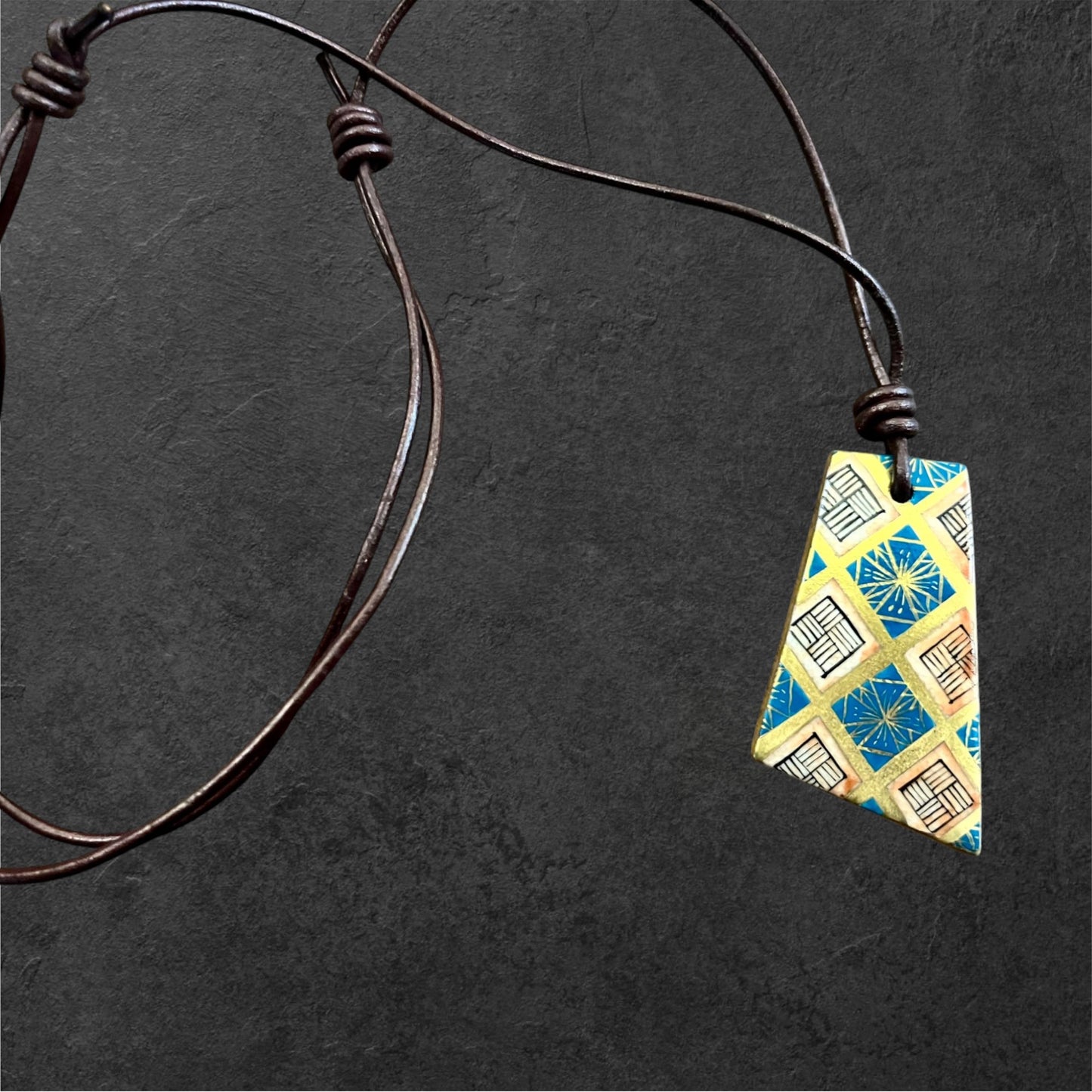 Hand-painted Reversible Japanese Ceramic Necklace: Yume