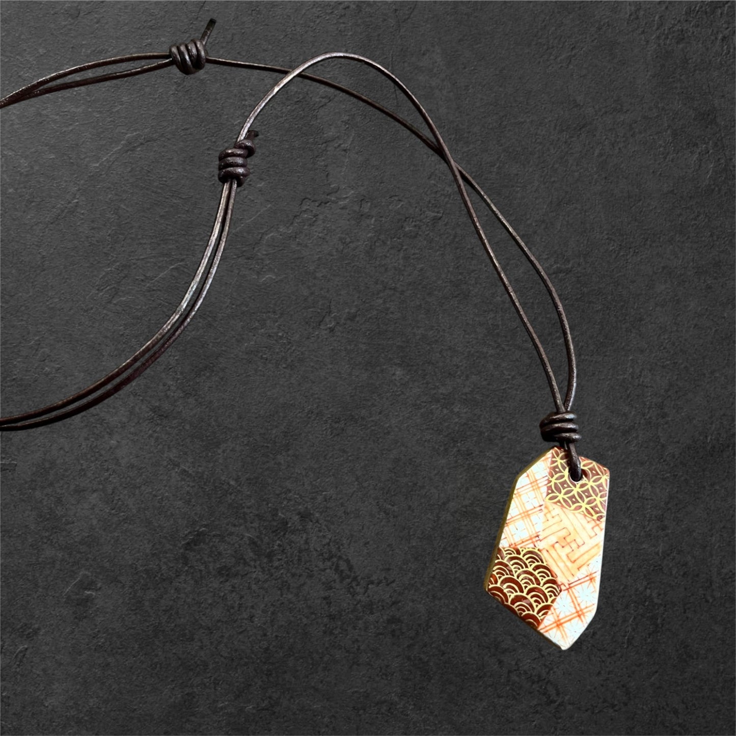 Hand-painted Reversible Japanese Ceramic Necklace: Yuyake
