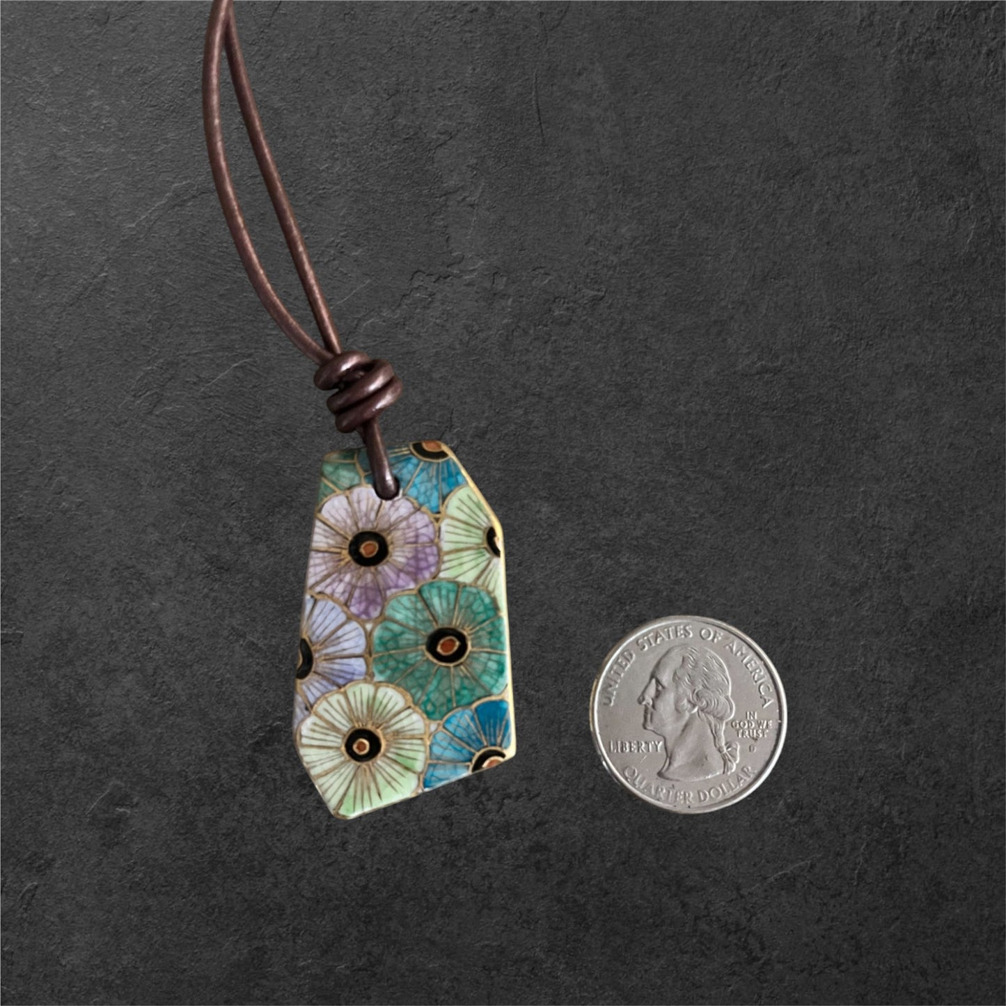Hand-painted Reversible Japanese Ceramic Necklace: Yuyake