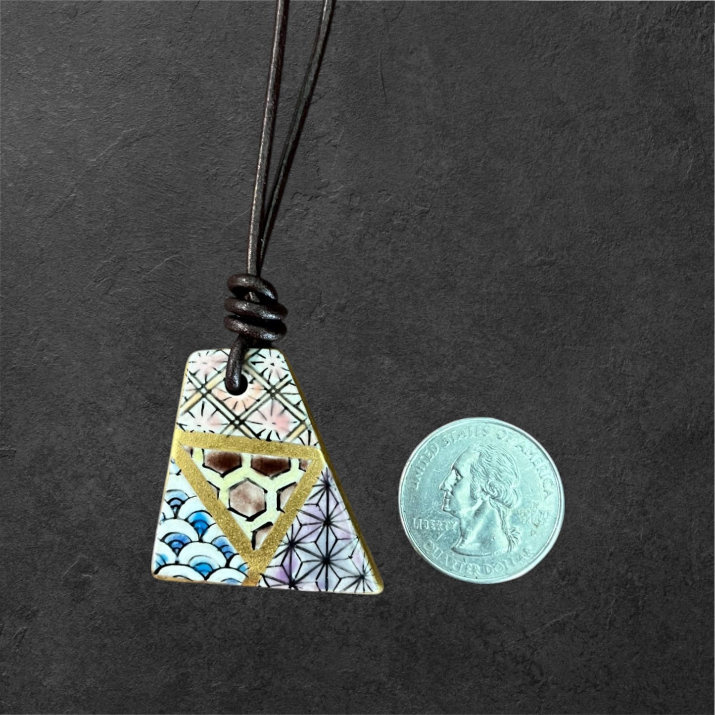 Hand-painted Reversible Japanese Ceramic Necklace: Kiku