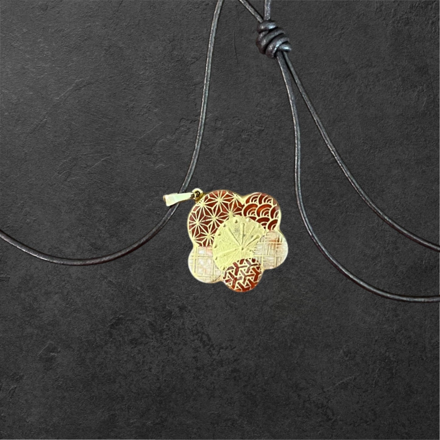 Hand-painted Reversible Japanese Ceramic Necklace: Sakura