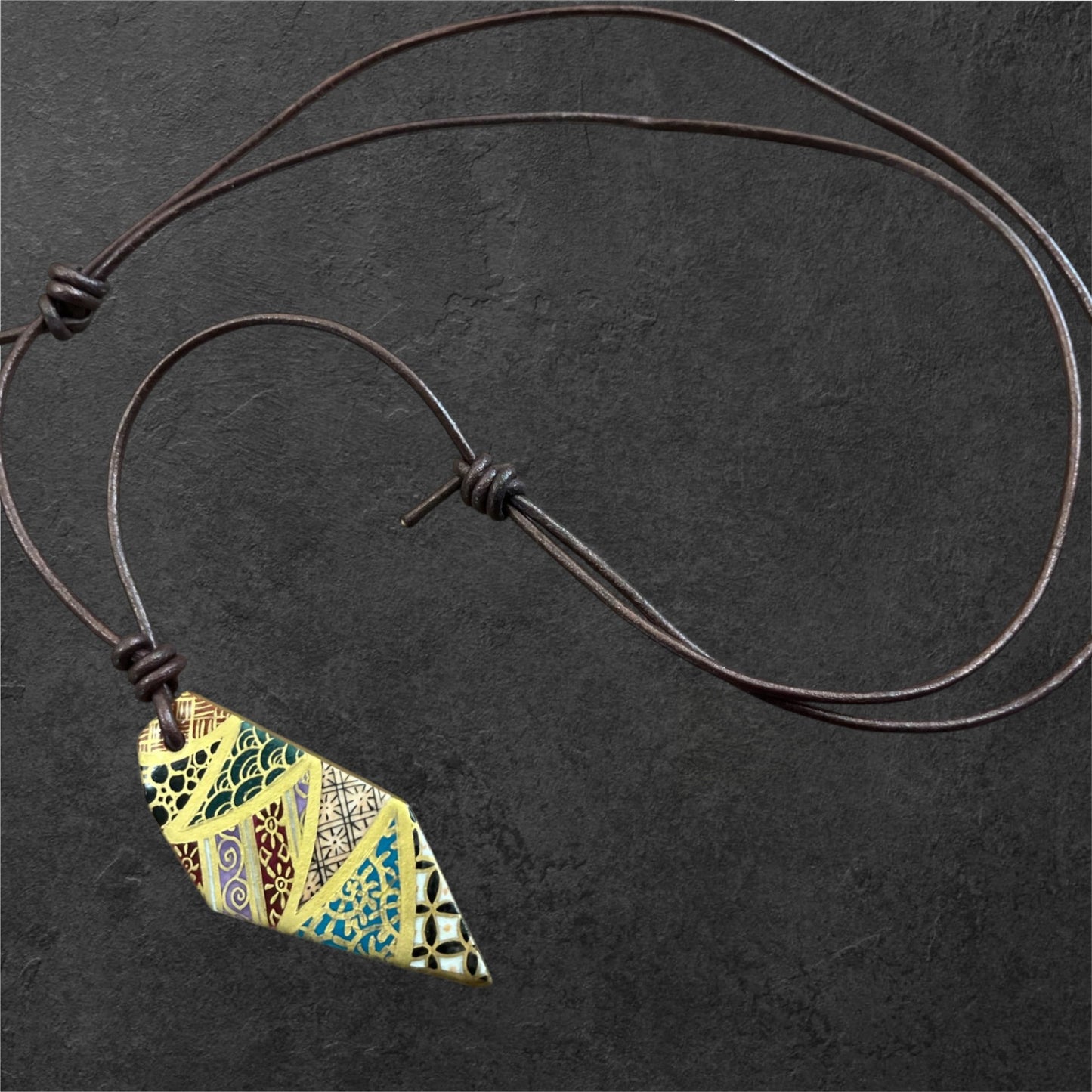 Hand-painted Reversible Japanese Ceramic Necklace: Kasane