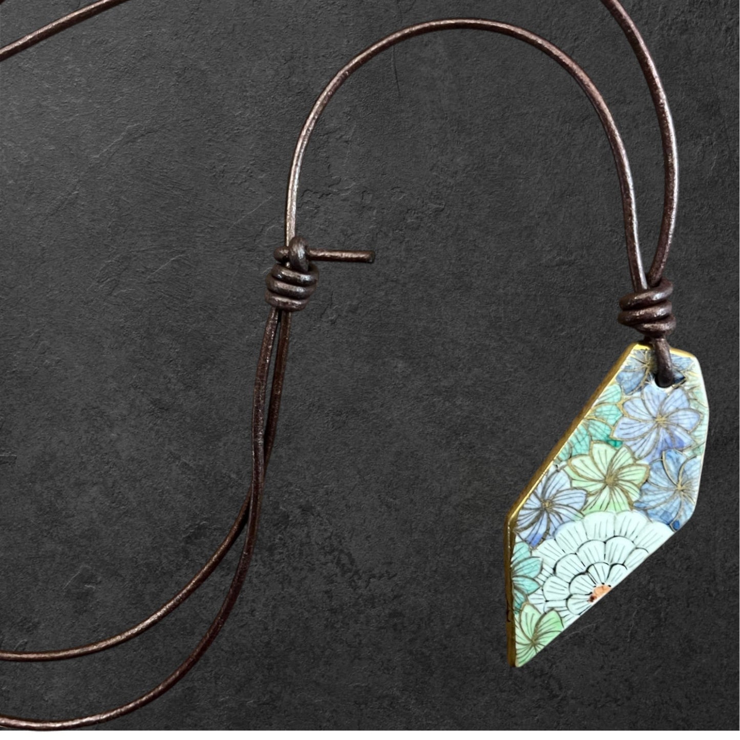 Hand-painted Reversible Japanese Ceramic Necklace: Kasane