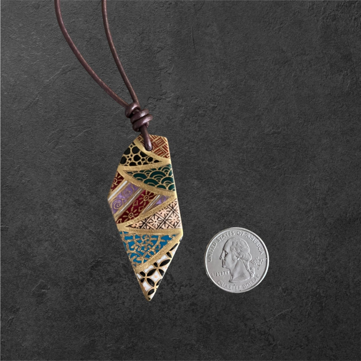 Hand-painted Reversible Japanese Ceramic Necklace: Kasane