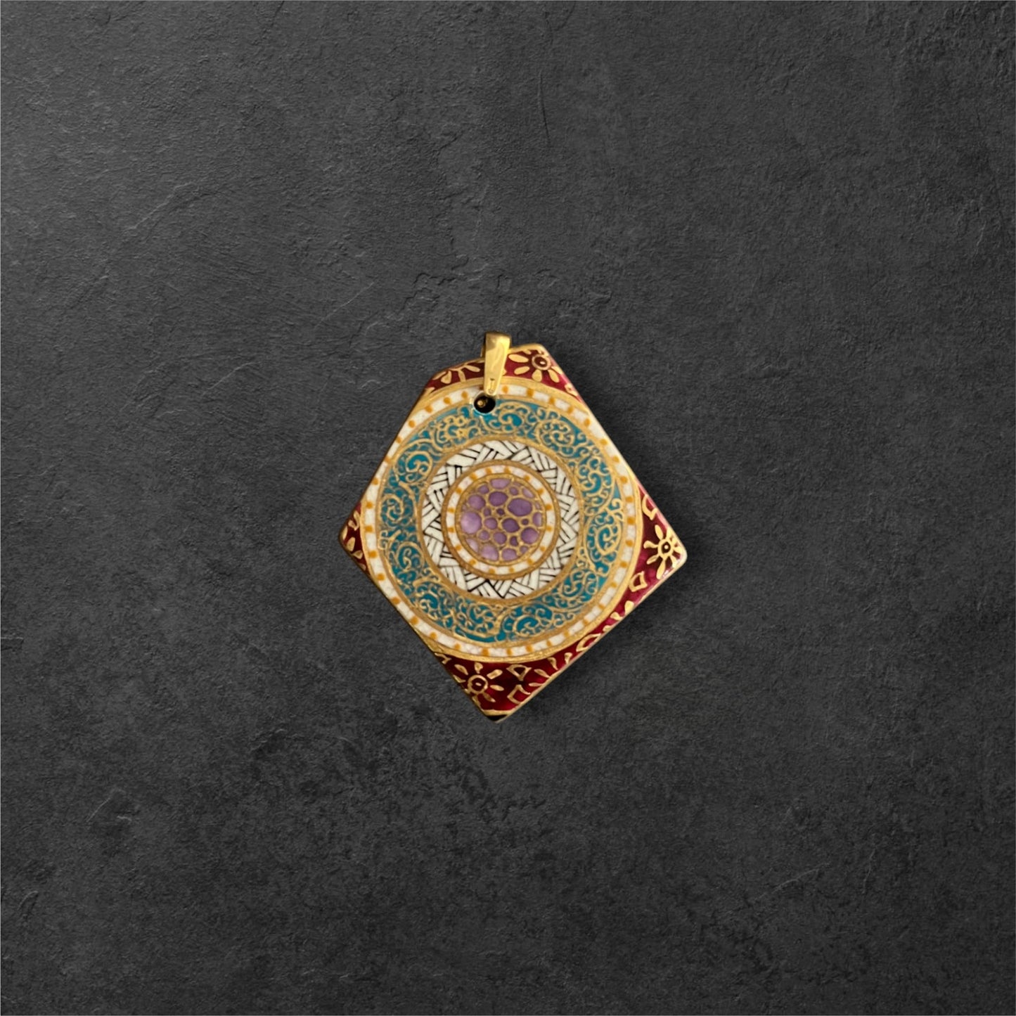 Hand-painted Reversible Japanese Ceramic Pendant: Enman