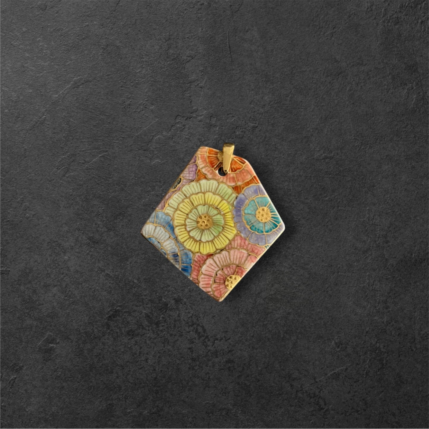 Hand-painted Reversible Japanese Ceramic Pendant: Enman