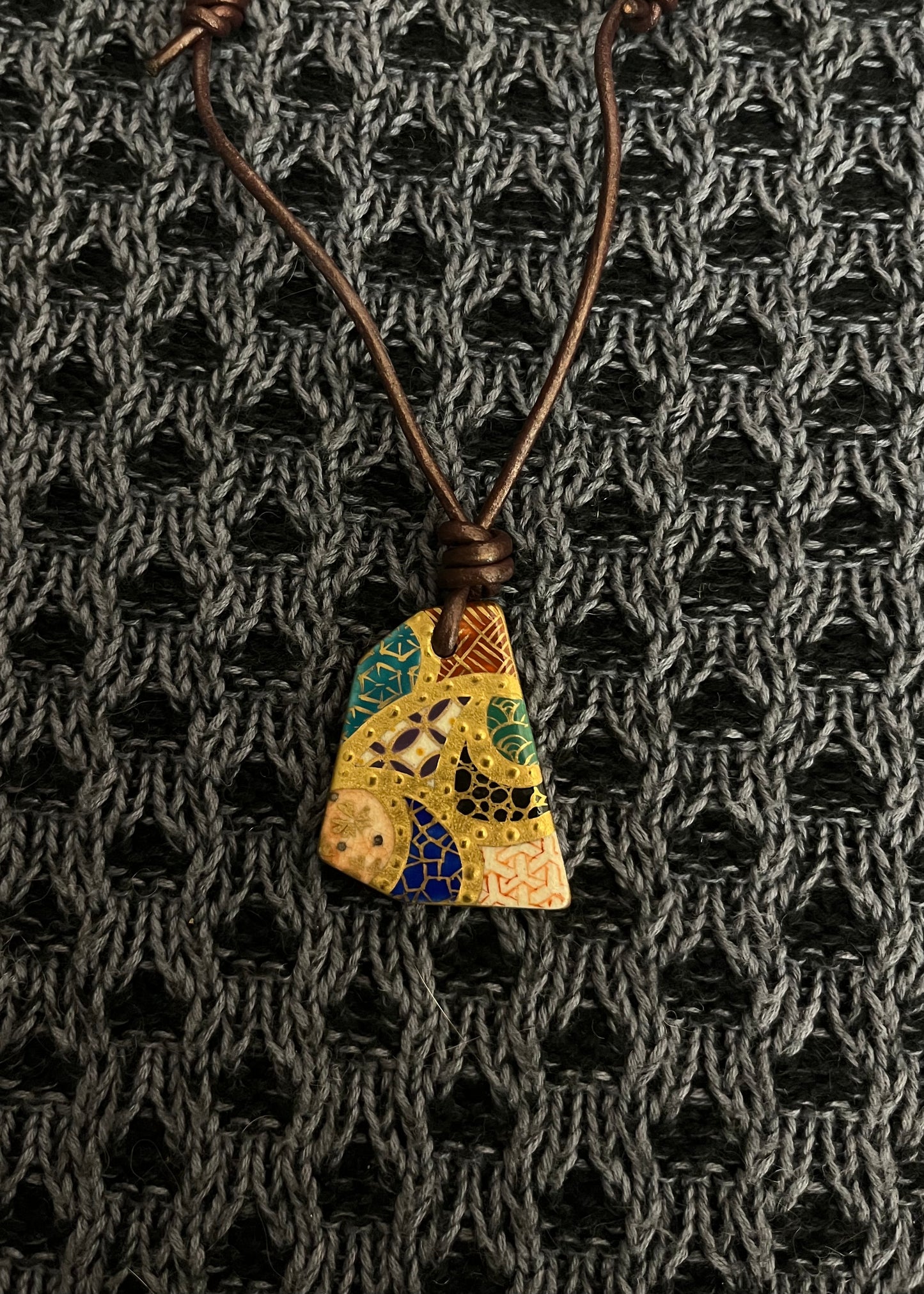 Hand-painted Reversible Japanese Ceramic Necklace: Irodori