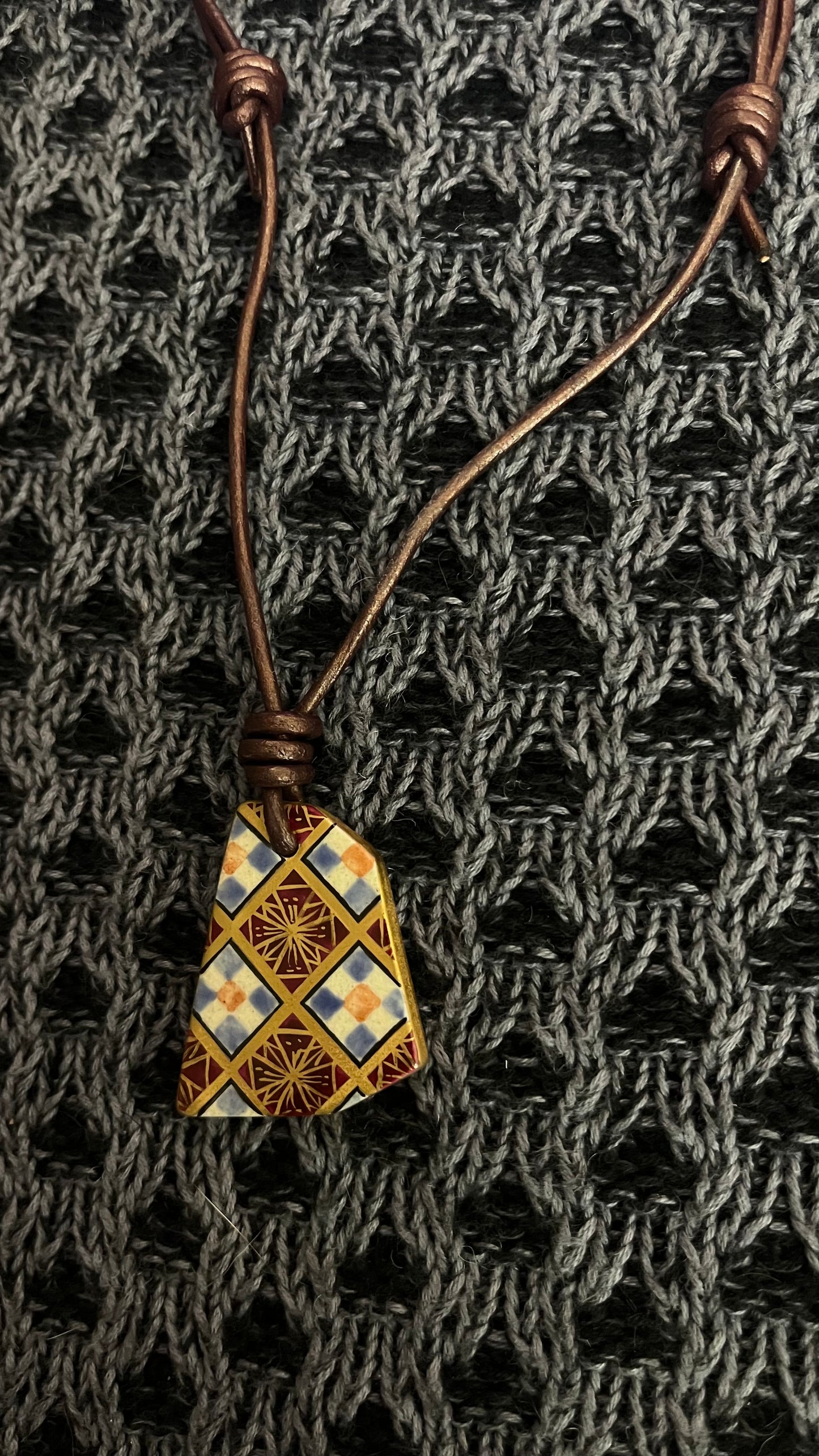 Hand-painted Reversible Japanese Ceramic Necklace: Irodori